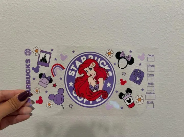 Stainless Steel Mugs Disney Little Mermaid Ariel Starbucks Logo UV DTF Wrap Transfer 16oz | No Heat Needed | Waterproof | Permanent Adhesive Stainless Steel Mugs Disney Little Mermaid Ariel Starbucks Logo UV DTF Wrap Transfer 16oz | No Heat Needed | Waterproof | Permanent Adhesive