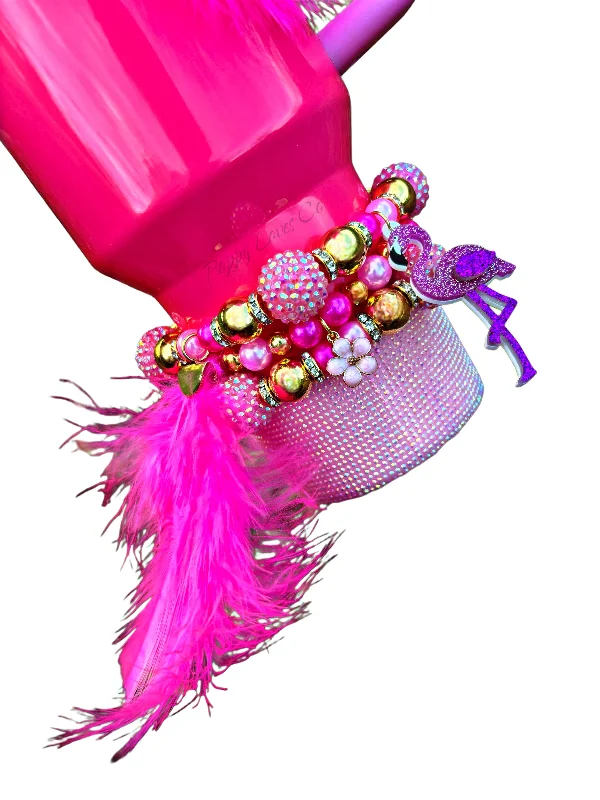Insulated Drinkware Offers Pink Flamingo Cup Bracelets {Mardi Gras Spanish Town}