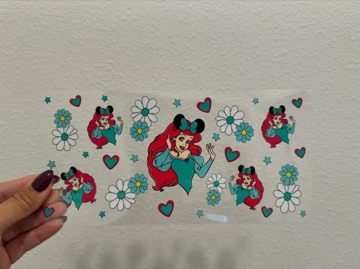 Travel Bottles Offer Disney Little Mermaid Ariel Flowers UV DTF Wrap Transfer 16oz | No Heat Needed | Waterproof | Permanent Adhesive Travel Bottles Offer Disney Little Mermaid Ariel Flowers UV DTF Wrap Transfer 16oz | No Heat Needed | Waterproof | Permanent Adhesive