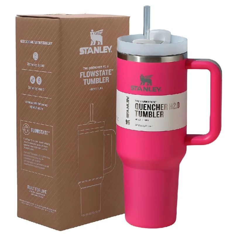 Stainless Steel Mugs Stanley Pink Quencher Flowstate 40 OZ Tumbler Cup
