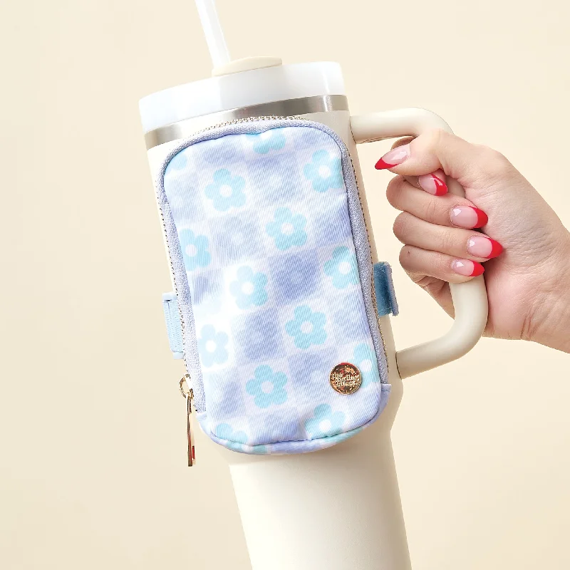 Insulated Tumblers Blue Flower Check Tumbler Fanny Pack