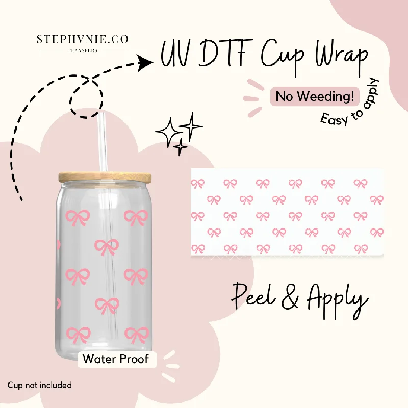 Travel Mugs Sale Mini Coquette Bows- 16oz Cup Wrap (Clear Film)