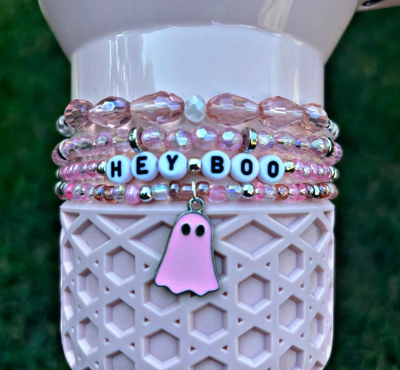 Travel Mugs Offer Pink Hey Boo Cup Bracelets