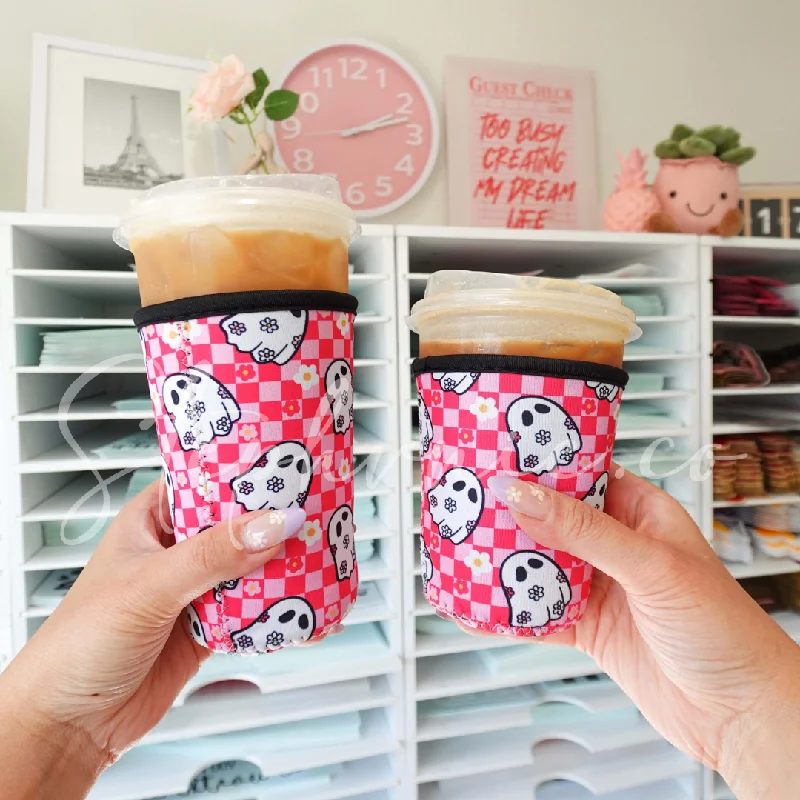 Eco-Friendly Drinkware Checkered Ghosts - Cup Sleeve