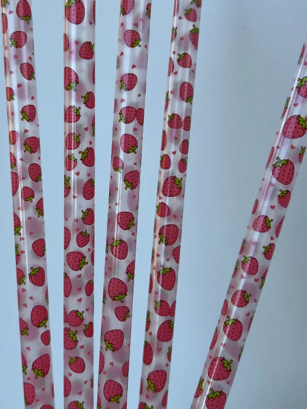 Stainless Steel Drinkware Clear Strawberry Straw (40oz Tumbler)