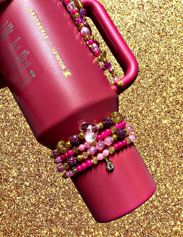 Discount Tumblers Berry Pink Glitter SXS Cup Bracelets