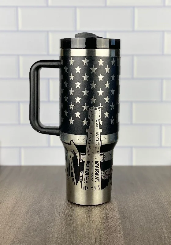 Drinkware Gifts For Friends 40oz Oil Field Themed Tumbler, Stanley Quencher and Stanley Dupe,