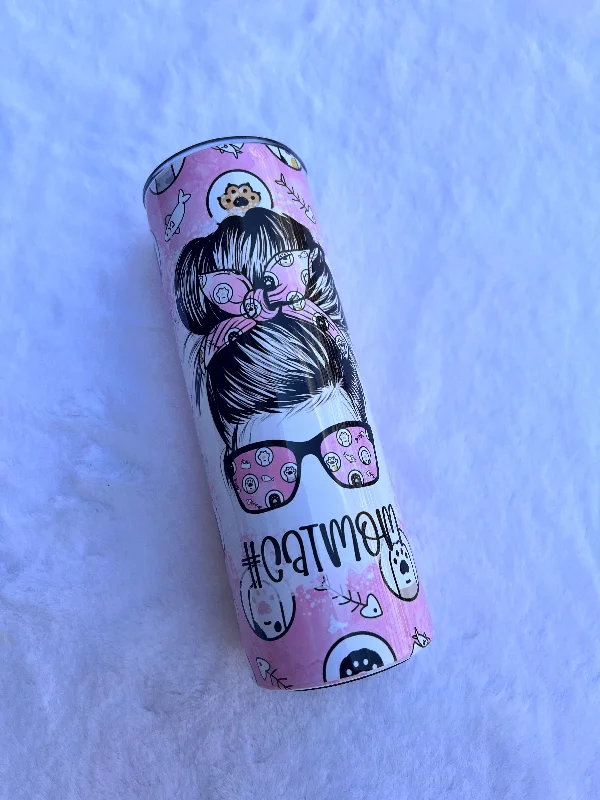 Drinkware Gift Set #Catmom Bandana Bun - Tumbler