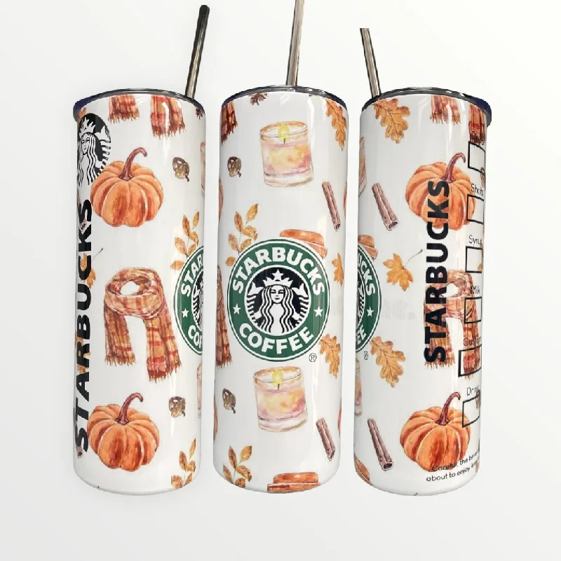 Set Of Tumblers Starbucks Autumn Vibes Insulated 20/30oz Skinny Tumbler