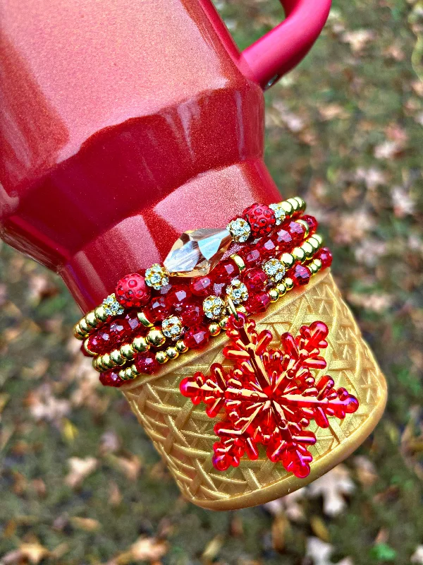 Thoughtful Drinkware Gifts Radiant Red Snowflake Cup Bracelets.