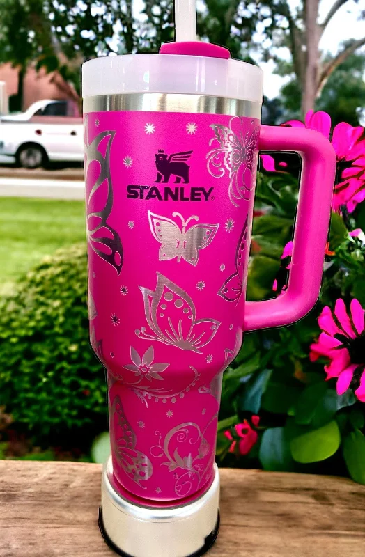Drinkware Sale Event Butterfly Design 40oz Stainless Steel Tumbler