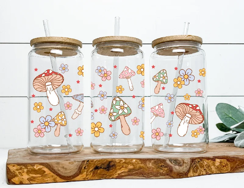 Modern Glassware Sale Retro Mushroom - 16oz Cup Wrap (clear film)
