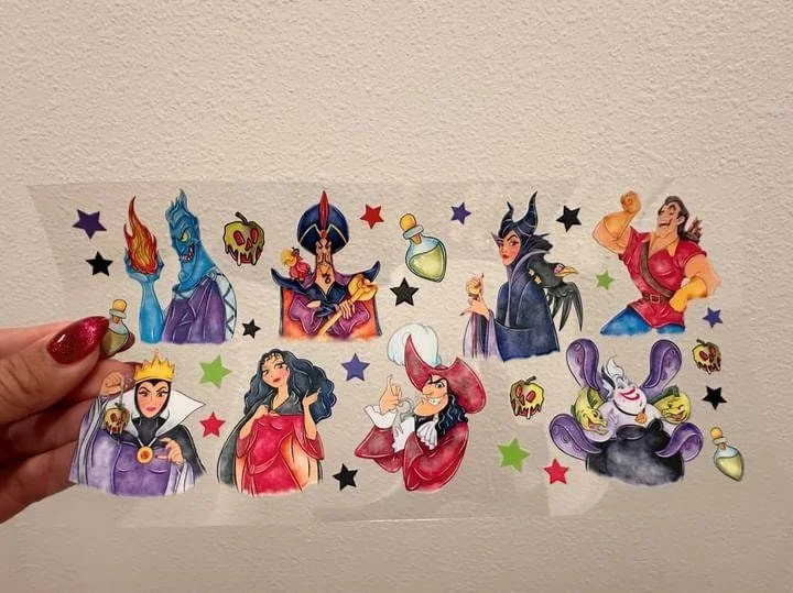 Drinkware Offers Disney Villains UV DTF Wrap Transfer 16oz | No Heat Needed | Waterproof | Permanent Adhesive Drinkware Offers Disney Villains UV DTF Wrap Transfer 16oz | No Heat Needed | Waterproof | Permanent Adhesive
