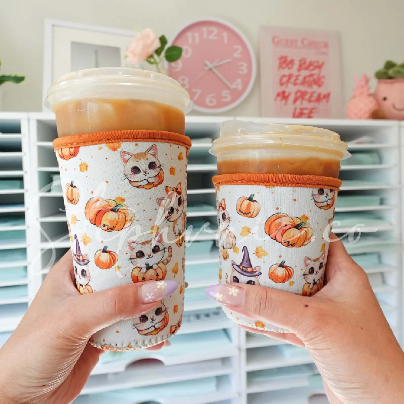 Christmas Drinkware Sale Pumpkin Kitties - Cup Sleeve