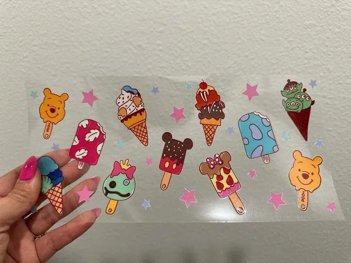 Insulated Drinkware Disney Ice Cream Characters UV DTF Wrap Transfer 16oz | No Heat Needed | Waterproof | Permanent Adhesive Insulated Drinkware Disney Ice Cream Characters UV DTF Wrap Transfer 16oz | No Heat Needed | Waterproof | Permanent Adhesive