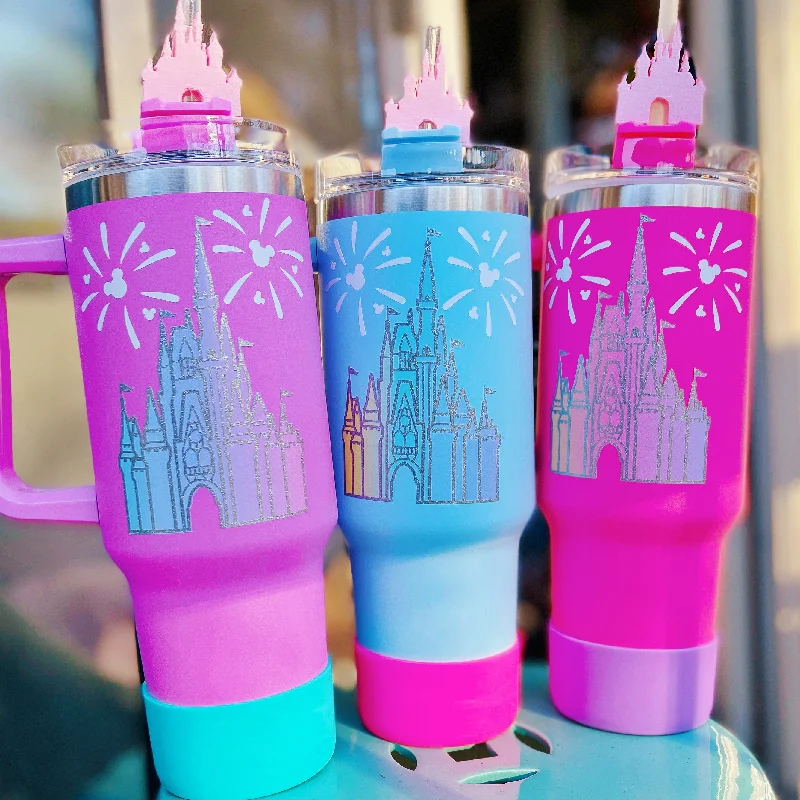 Vacuum-Insulated Bottles 50th Castle on 40 oz Quencher Inspired Stainless Steel Tumbler Vacuum-Insulated Bottles 50th Castle on 40 oz Quencher Inspired Stainless Steel Tumbler
