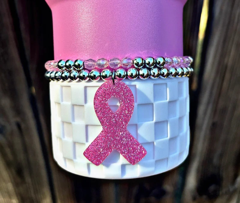 Portable Bottles Sale Pink Ribbon Awareness Cup Bracelets