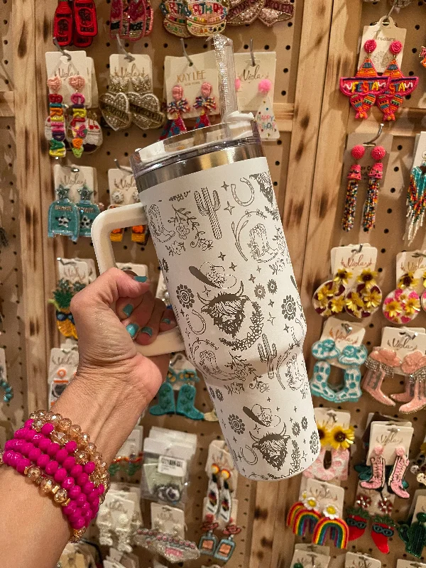 Drinkware Bundle Deal WESTERN 40oz Stanley TUMBLER   White bully
