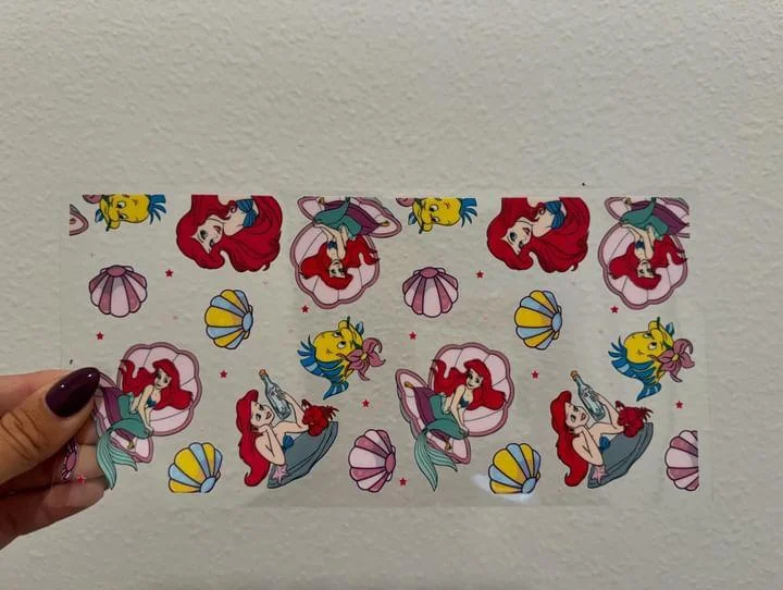 Portable Drinkware Disney Little Mermaid Ariel Flounder Multidirectional UV DTF Wrap Transfer 16oz | No Heat Needed | Waterproof | Permanent Adhesive Portable Drinkware Disney Little Mermaid Ariel Flounder Multidirectional UV DTF Wrap Transfer 16oz | No Heat Needed | Waterproof | Permanent Adhesive