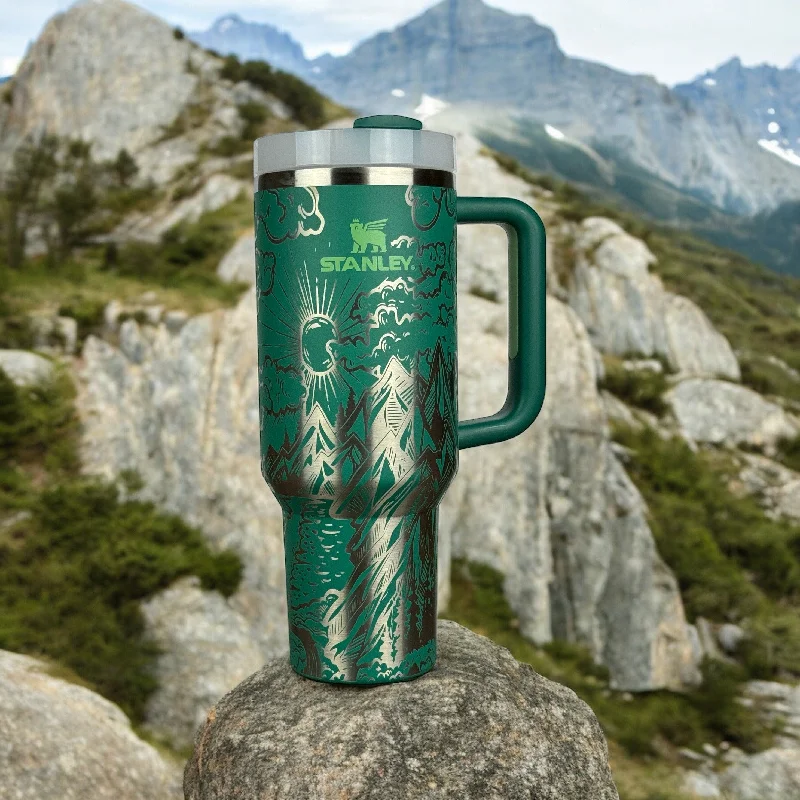 Discount Drinkware Engraved 40oz Stanley Quencher Tumbler - Nature Themed Design, Mountain Lover Tumbler, Camping Gift Discount Drinkware Engraved 40oz Stanley Quencher Tumbler - Nature Themed Design, Mountain Lover Tumbler, Camping Gift