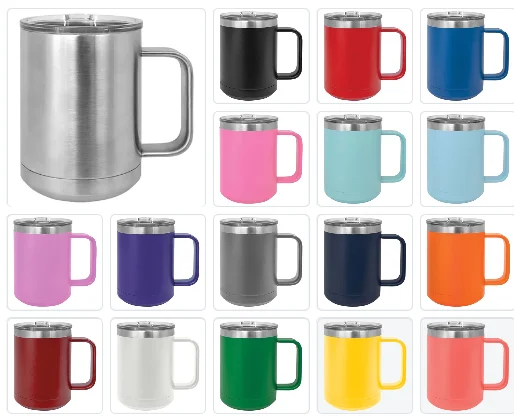 Stylish Drinkware Collection 15 oz Stainless Steel Insulated Coffee Mug Powder Coated Double Wall Steel Insulated (Case of 12) Stylish Drinkware Collection 15 oz Stainless Steel Insulated Coffee Mug Powder Coated Double Wall Steel Insulated (Case of 12)