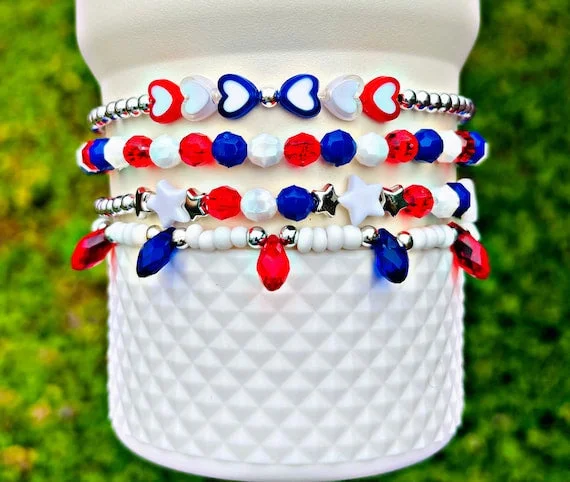 Decorative Glassware American Girl Patriotic Cup Bracelets. Stanley Cup Accessories.