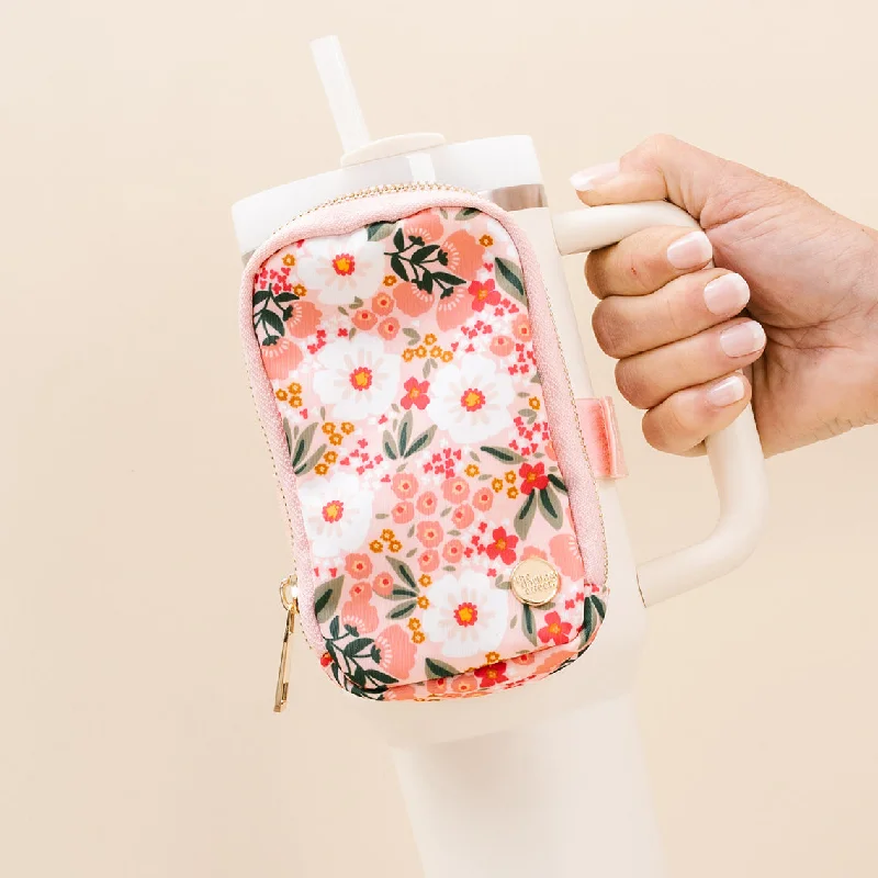 Reusable Drinkware Tumbler Fanny Pack - Sweet Meadow Pink