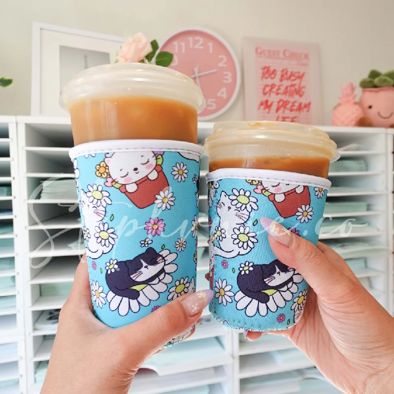 Drinkware Set Sale Floral Cats - Cup Sleeve