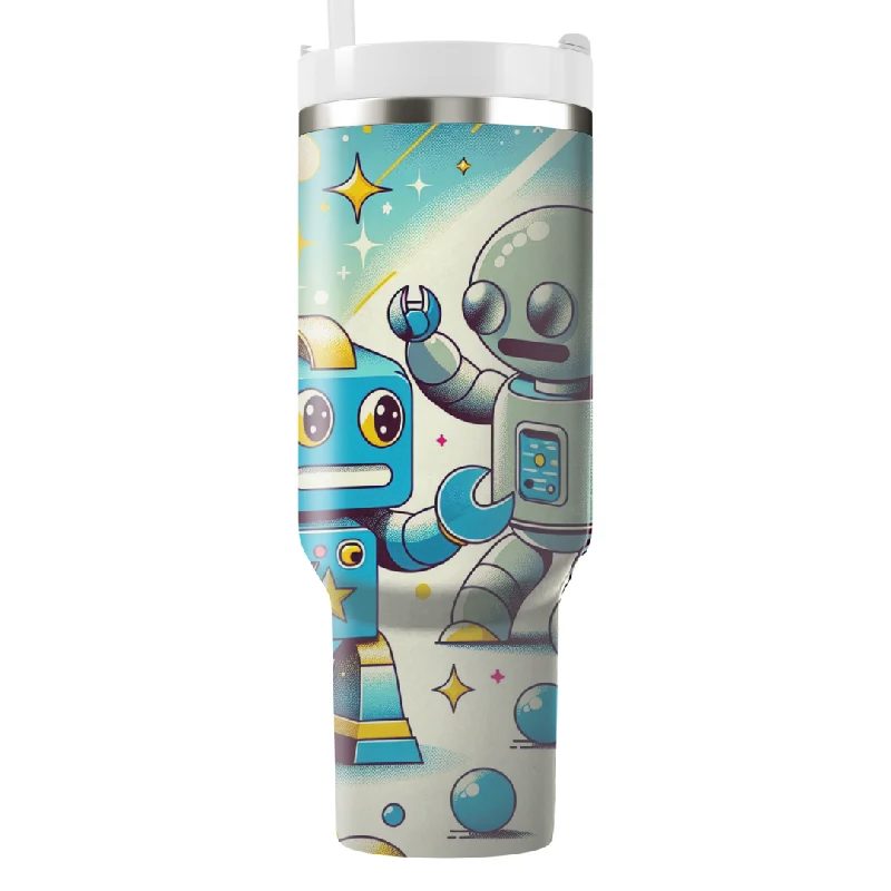 Gift Ideas Retro Robot Rumble Tumbler With Handle