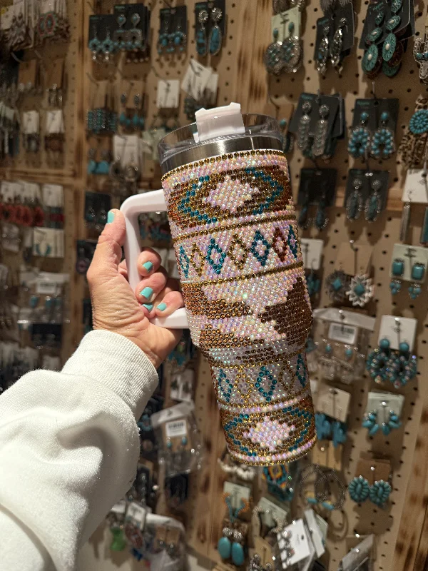 Drinkware Promotions Rhinestone Southwest 40oz TUMBLER   Ivory