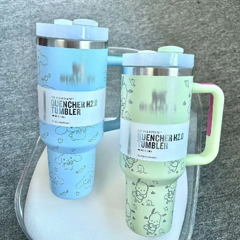 Insulated Drinkware 40OZ Stanley cup cinnamoroll cup SANRIO tumblers drinking bottle cups for car,Single Pack, Large Capacity, Cinnamoroll Insulated Water Bottle,Pochacco Stanley, Stainless Steel Cup with Lid And Straw,Perfect for keeping warm and cold