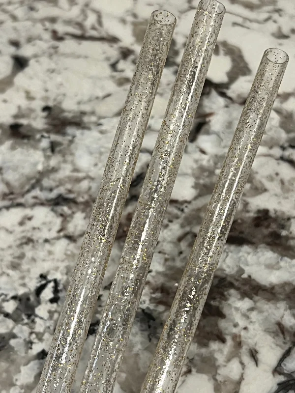 Set Of Tumblers Clear Gold Glitter Straw (40oz Tumbler)