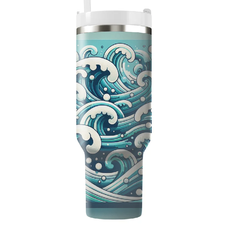 New Arrivals Summer Ocean Waves Tumbler With Handle