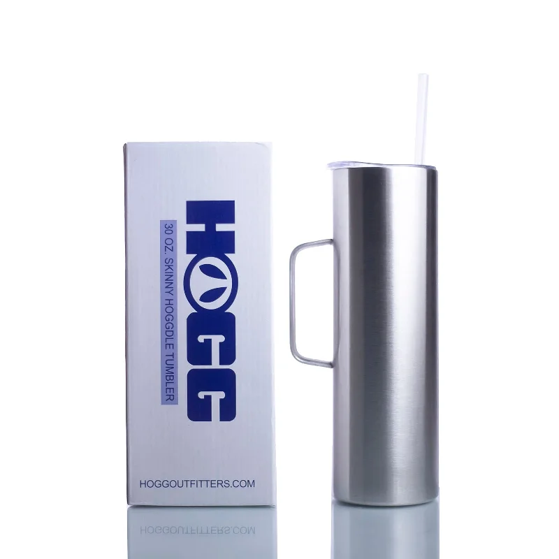 Eco-Friendly Cups 30oz HOGGDLE SKINNY TUMBLER W/ SLIDING LID & STRAW
