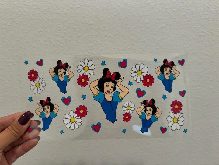Glassware Deals Disney Snow White Flowers UV DTF Wrap Transfer 16oz | No Heat Needed | Waterproof | Permanent Adhesive Glassware Deals Disney Snow White Flowers UV DTF Wrap Transfer 16oz | No Heat Needed | Waterproof | Permanent Adhesive