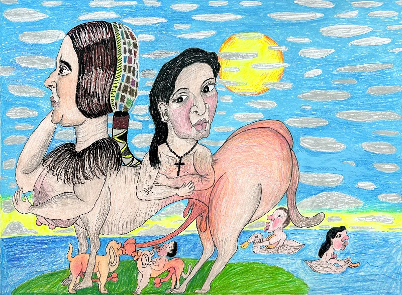 Crystal Drinkware Family at The River, by Ronald Griggs
